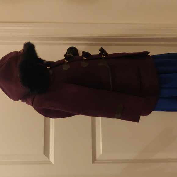Hunt Kids new classic Purple wool blend rabbit fur detachable Hooded Coat sz 100 - Picture 6 of 16